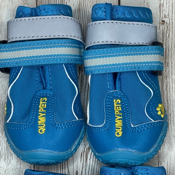 Qumy Large Breed dog shoes water resistant snow ice hiking size 1 blue - Picture 2 of 7